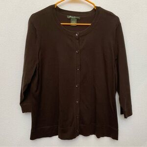 Eddie Bauer Chocolate Brown Button Front Cardigan Size XXL Women's Fall Layer